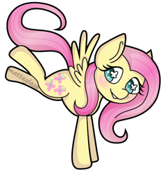 Size: 451x480 | Tagged: safe, artist:matteglaze, fluttershy, pegasus, pony, blushing, jumping, looking away, simple background, solo, transparent background, wingding eyes