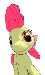 Size: 476x792 | Tagged: safe, apple bloom, earth pony, pony, 3d, apple bloom's bow, female, mmd, red mane, solo, yellow coat