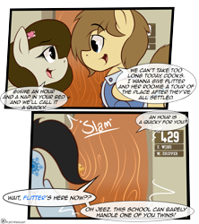 Size: 1280x1440 | Tagged: safe, artist:fleet-wing, oc, oc only, oc:cookie dough, oc:fleet wing, oc:frost stormwind, comic:equine academy, equine academy