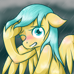 Size: 1000x1000 | Tagged: safe, artist:lourita-shine, sunshower raindrops, rain, solo, wet mane