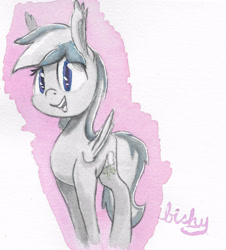 Size: 3079x3406 | Tagged: safe, artist:flowbish, oc, oc only, oc:daturea eventide, bat pony, pony, solo, traditional art