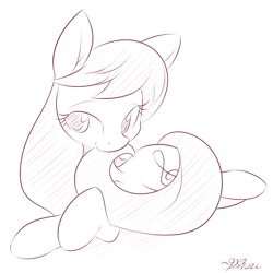 Size: 1200x1200 | Tagged: safe, artist:dshou, octavia melody, earth pony, pony, cute, monochrome, sketch, solo, tail bite