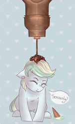 Size: 953x1583 | Tagged: safe, artist:segraece, oc, oc only, oc:cool treat, abstract background, commission, dropped ice cream, ear piercing, earring, food, ice cream, jewelry, piercing, solo, syrup