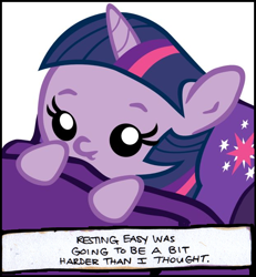 Size: 620x670 | Tagged: safe, edit, editor:wanderingpony, twilight sparkle, bed, combination, dwarf fortress, filly, foal, meme, sleep tight, sleeping, solo