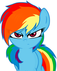 Size: 2018x2500 | Tagged: safe, artist:godoffury, rainbow dash, pegasus, pony, angry, blue coat, female, mare, multicolored mane, solo