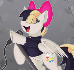 Size: 1979x1871 | Tagged: safe, artist:allyster-black, songbird serenade, my little pony: the movie, clothes, microphone, open mouth, sia (singer), singing, solo