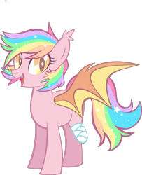 Size: 994x1223 | Tagged: safe, alternate version, artist:nursey, oc, oc only, oc:paper stars, bat pony, pony, amputee, bandage, bat pony oc, cute, missing limb, solo, stump, vector