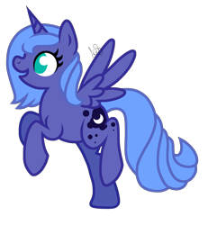 Size: 2500x2700 | Tagged: safe, artist:frostedcats, princess luna, alicorn, pony, filly, rearing, simple background, solo, spread wings, transparent background, woona