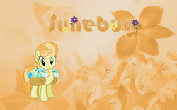 Size: 2560x1600 | Tagged: safe, artist:saeiter, junebug, basket, flower, vector, wallpaper