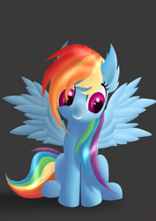 Size: 2893x4092 | Tagged: safe, artist:simonk0, rainbow dash, pegasus, pony, ear fluff, grin, lineless, sitting, smiling, solo, spread wings