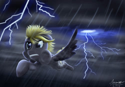 Size: 2000x1400 | Tagged: safe, artist:misiekpl, oc, oc only, lightning, solo, storm