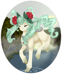 Size: 1024x1206 | Tagged: safe, artist:doodle-28, oc, oc only, oc:noi, original species, pond pony, eyes closed, solo, water