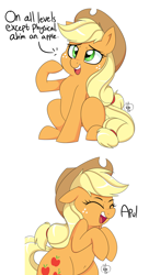 Size: 1200x2200 | Tagged: dead source, safe, artist:notenoughapples, applejack, earth pony, pony, appul, comic, cute, dialogue, female, jackabetes, mare, on all levels except physical, otherkin, silly, silly pony, simple background, solo, that pony sure does love apples, white background, who's a silly pony