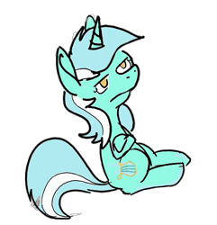 Size: 493x511 | Tagged: source needed, safe, artist:enma-darei, lyra heartstrings, colored, crossed hooves, sitting, solo