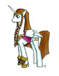 Size: 1048x1353 | Tagged: safe, artist:wedgeantilleshzdgj, alicorn, pony, ponified, princess zelda, the legend of zelda