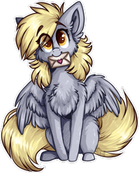 Size: 705x875 | Tagged: safe, artist:tenebristayga, derpy hooves, pegasus, pony, chest fluff, cute, female, fluffy, heart, letter, looking at you, mare, mouth hold, simple background, sitting, solo, spread wings, transparent background