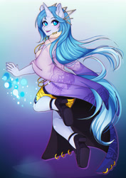 Size: 2480x3508 | Tagged: safe, artist:slyblue7, oc, oc only, anthro, unicorn, anthro oc, clothes, solo