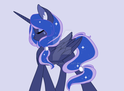 Size: 1024x758 | Tagged: safe, artist:lazzybon, princess luna, alicorn, pony, eyes closed, solo, walking, watermark