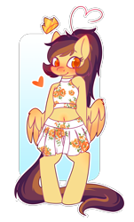 Size: 1811x3000 | Tagged: safe, artist:ruef, oc, oc only, oc:lessi, pony, belly button, bipedal, blushing