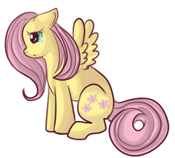 Size: 444x400 | Tagged: safe, artist:lulubell, derpibooru import, fluttershy, pegasus, pony, simple background, solo, white background