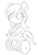 Size: 462x668 | Tagged: safe, artist:alasou, derpibooru import, derpy hooves, anthro, chibi, monochrome, segway, solo