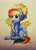 Size: 1896x2637 | Tagged: safe, artist:lupiarts, rainbow dash, spitfire, pegasus, pony, clothes, colored pencil drawing, costume, hoodie, solo, traditional art