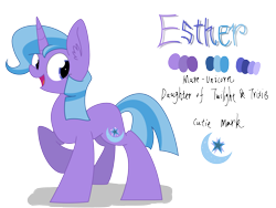 Size: 3250x2442 | Tagged: safe, artist:yaaaco, derpibooru import, oc, oc only, oc:esther, cutie mark, magical lesbian spawn, offspring, parent:trixie, parent:twilight sparkle, parents:twixie, simple background, solo, transparent background