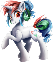 Size: 1600x1850 | Tagged: safe, artist:meotashie, oc, oc only, oc:opal fantasy, codeday, cute, looking at you, raised hoof, smiling, solo