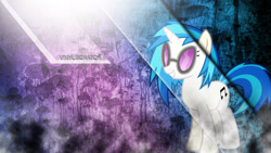 Size: 1920x1080 | Tagged: safe, artist:bronyyay123, dj pon-3, vinyl scratch, pony, unicorn, smiling, solo, wallpaper