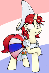 Size: 1280x1914 | Tagged: safe, artist:emberkaese, oc, oc only, oc:velvet pastry, pony, unicorn, clothes, dress, dutch, dutch cap, female, hat, mare, solo