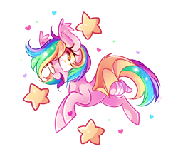 Size: 1200x1070 | Tagged: safe, artist:ipun, oc, oc only, oc:paper stars, bat pony, pony, amputee, fangs, female, heart, heart eyes, mare, simple background, solo, stump, transparent background, wingding eyes