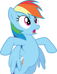 Size: 3967x5168 | Tagged: safe, artist:chrzanek97, rainbow dash, pegasus, pony, rarity investigates, bipedal, open mouth, simple background, solo, standing, transparent background, vector, worried