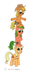 Size: 852x1990 | Tagged: safe, artist:mkogwheel, derpibooru import, applejack, applejack (g1), applejack (g3), earth pony, pony, g1, g3, generational ponidox, self ponidox