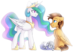 Size: 1024x733 | Tagged: safe, artist:starlyflygallery, princess celestia, oc, alicorn, pony, commission, foal, shipping