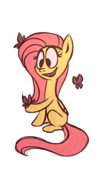 Size: 596x996 | Tagged: safe, artist:28gooddays, fluttershy, butterfly, pegasus, pony, sketch, smiling, solo