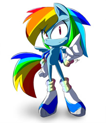 Size: 867x1000 | Tagged: safe, artist:gblastman, derpibooru import, rainbow dash, anthro, plantigrade anthro, solo, sonic the hedgehog (series), sonicified, style emulation