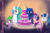 Size: 1280x853 | Tagged: safe, artist:silfoe, derpibooru import, princess cadance, princess celestia, princess luna, shining armor, spike, twilight sparkle, twilight sparkle (alicorn), alicorn, dragon, pony, unicorn, season 5, alicorn tetrarchy, cake, cakelestia, female, licking lips, mare, royal sketchbook