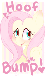 Size: 1280x2114 | Tagged: safe, artist:shyamette, fluttershy, pegasus, pony, bust, heart, looking at you, portrait, solo, speech, underhoof