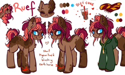 Size: 5000x3000 | Tagged: safe, artist:ruef, oc, oc only, oc:ruef, clothes, messy bun, messy mane, reference sheet, scarf, sweatshirt