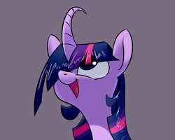 Size: 1280x1024 | Tagged: safe, artist:underpable, derpibooru import, twilight sparkle, twilight sparkle (alicorn), alicorn, pony, curved horn, derpin daily, female, looking up, mare, open mouth, solo, wat