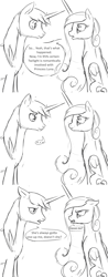 Size: 1280x3279 | Tagged: safe, artist:silfoe, derpibooru import, princess cadance, shining armor, alicorn, pony, unicorn, dialogue, female, grayscale, male, mare, monochrome, royal sketchbook, shining armor is a goddamn moron, signature, simple background, speech bubble, stallion, this will end in a night on the couch, this will end in pain, this will end in tears and/or death, white background