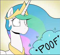 Size: 1307x1201 | Tagged: safe, artist:strangerdanger, edit, princess celestia, alicorn, pony, comic:get a room!, cropped, explicit source, solo