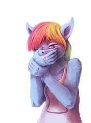 Size: 3691x5000 | Tagged: safe, artist:sharpieboss, derpibooru import, rainbow dash, anthro, crying, solo