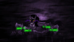 Size: 1024x576 | Tagged: safe, artist:sketchmedia, king sombra, pony, unicorn, alternate timeline, crystal war timeline, glowing eyes, mind control, rain, sombra soldier