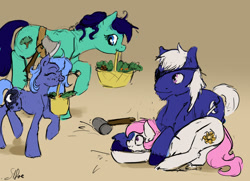 Size: 1280x928 | Tagged: safe, artist:silfoe, derpibooru import, princess celestia, princess luna, alicorn, pony, cewestia, cute, father, filly, mother, mouth hold, parent, royal sketchbook, scrunchy face, woona