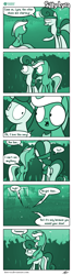 Size: 627x2339 | Tagged: safe, artist:dori-to, bon bon, lyra heartstrings, sweetie drops, earth pony, pony, unicorn, comic:silly lyra, comic, concert, crowd, duo focus, female, green background, greenscale, limited palette, mare, monochrome, piggyback ride, ponies riding ponies, silly lyra, simple background