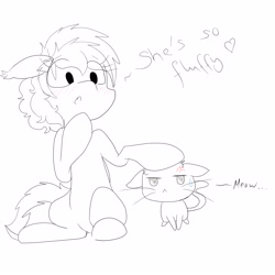 Size: 3000x3000 | Tagged: safe, artist:meowmavi, oc, oc only, oc:rakka, bat pony, cat, pony, angry, anime, cute, manga