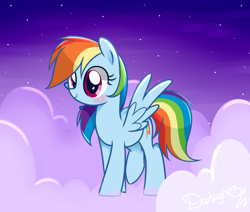 Size: 2600x2200 | Tagged: safe, artist:darkynez, rainbow dash, pegasus, pony, backwards cutie mark, cute, dashabetes, night, solo, walking