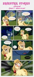 Size: 1919x4309 | Tagged: safe, artist:estories, discord, oc, oc:alice goldenfeather, oc:penumbra, comic:find yourself, comic, crying, flashback, mushroom, pony discord