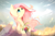 Size: 4950x3300 | Tagged: safe, artist:haidiannotes, fluttershy, pegasus, pony, absurd resolution, beautiful, bouquet, cloud, cloudy, colored pupils, cute, female, flower, hoof hold, lidded eyes, looking up, mare, petals, pretty, shyabetes, signature, sky, smiling, solo, spread wings, windswept mane